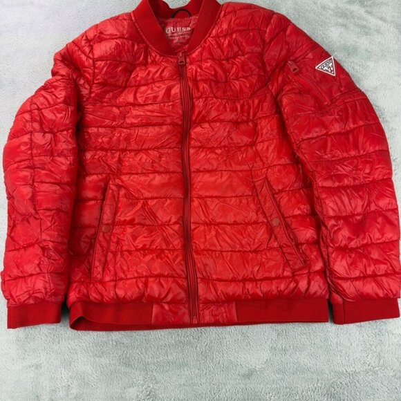 Guess Puffer Red Jacket Men’s Size Medium - Picture 11 of 14